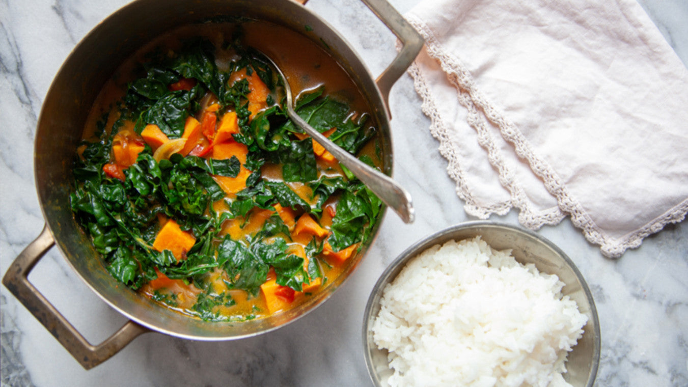 Caribbean Sweet Potato Curry With Kale