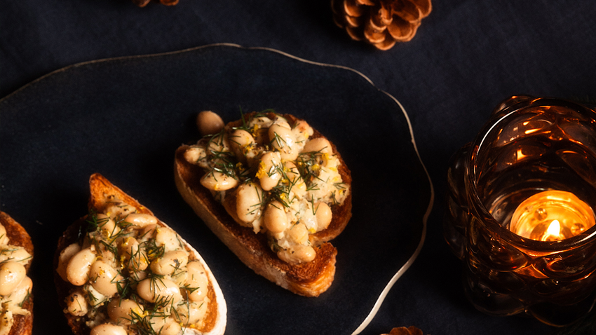 Garden Herb, Ricotta and Cannellini Bean Toasts