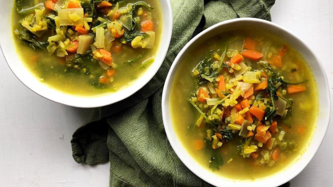 Curried Broccoli, Rice, and Kale Soup