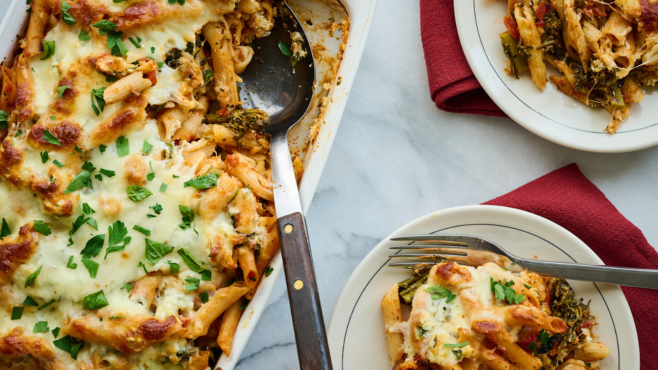 Cheesy Baked Penne with Broccoli Raab