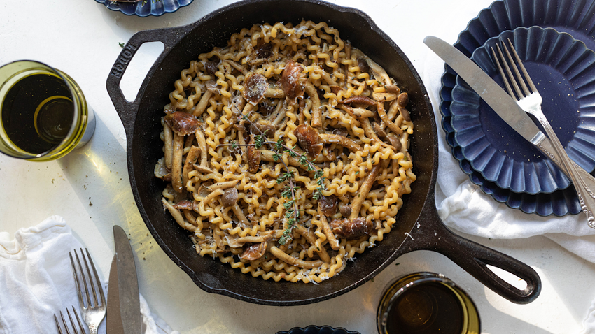 Wild Mushroom Pasta and Thyme Butter Sauce