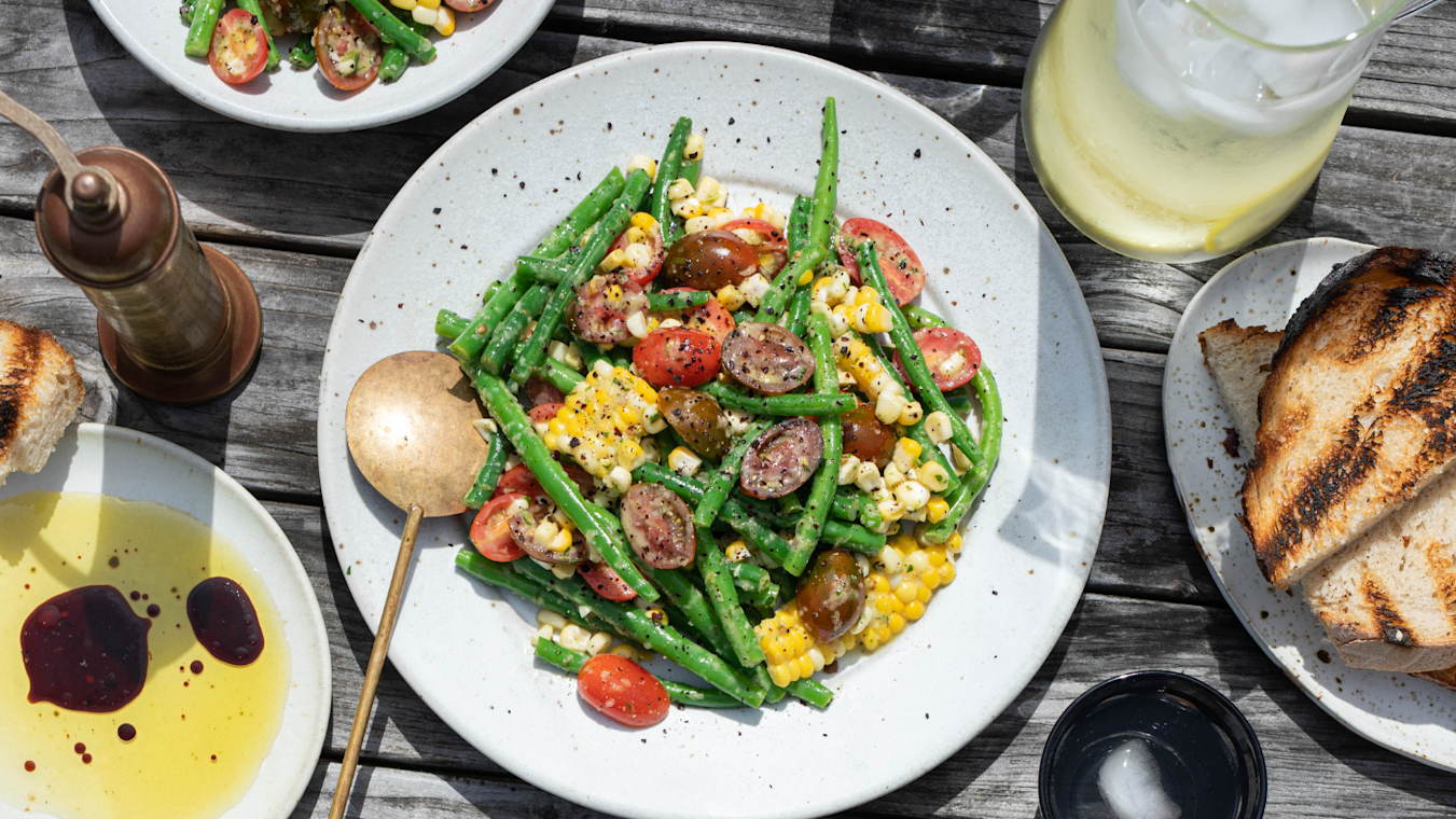 Tomato Tarragon Salad with Corn & Green Beans