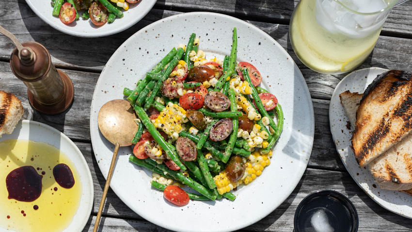 Tomato Tarragon Salad with Corn & Green Beans