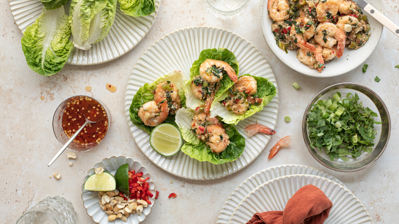 Shrimp Larb Lettuce Cups