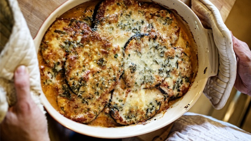 Eggplant Gratin with Herbs and Creme Fraiche