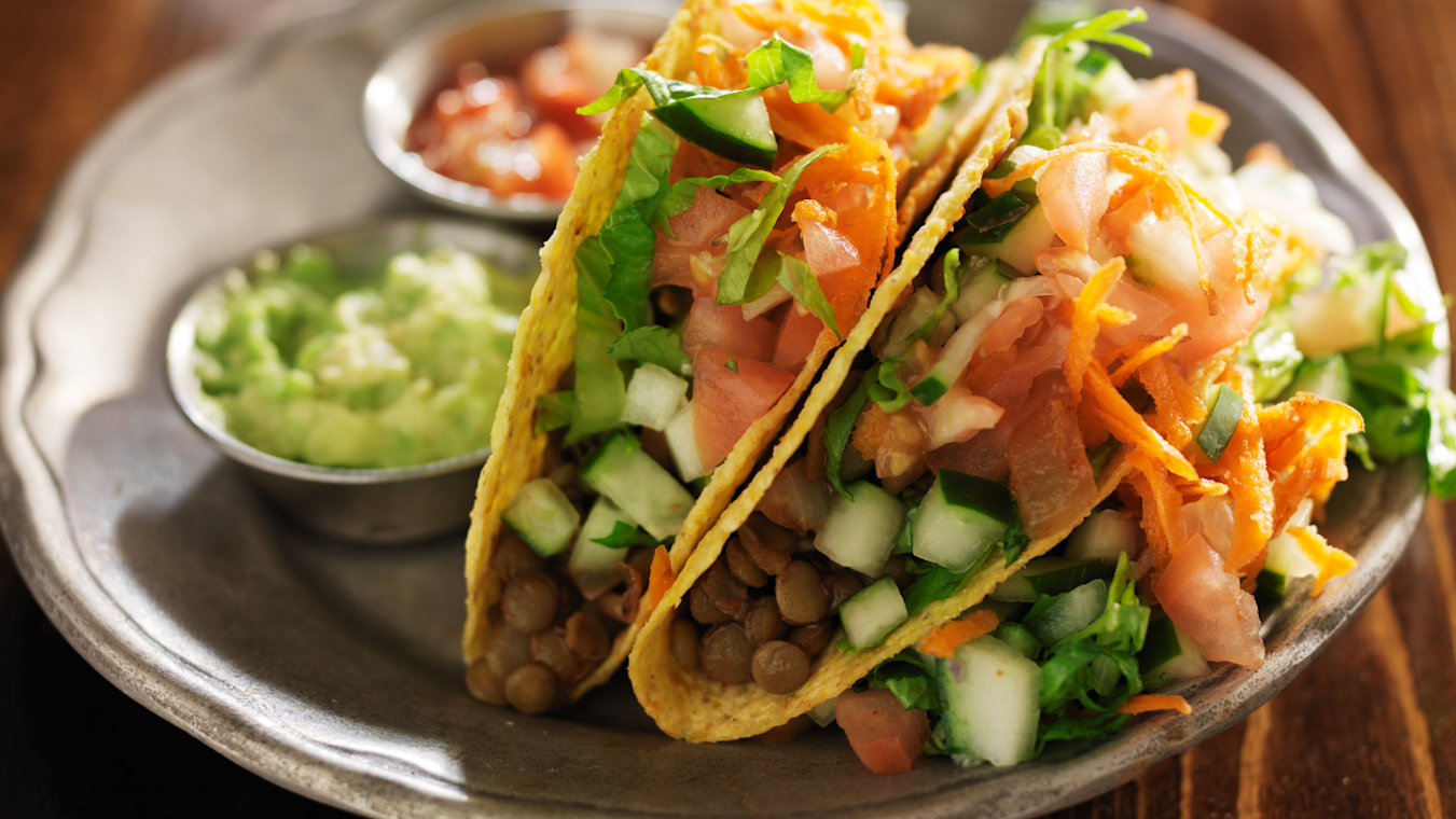 Lentil Walnut Tacos with Cashew Sour Cream & Pineapple Avocado Salsa