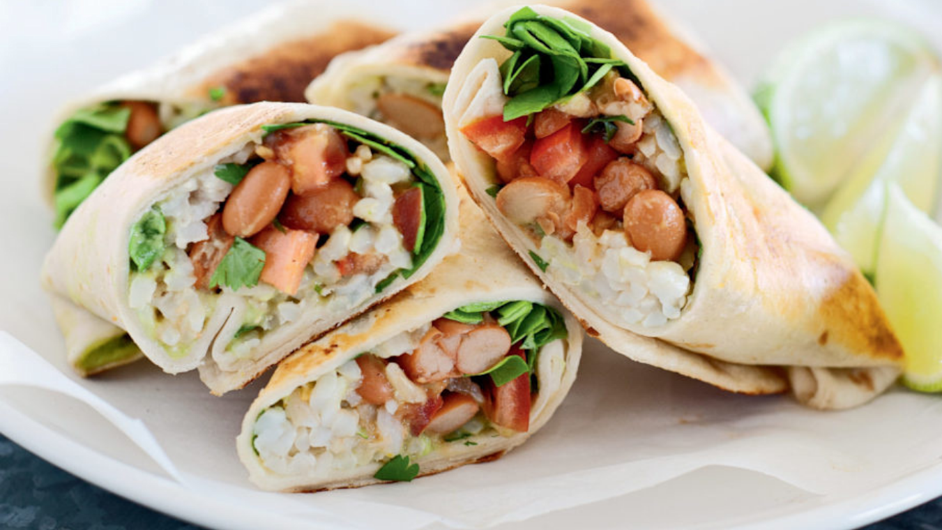 Rice and Bean Pan Grilled Burritos