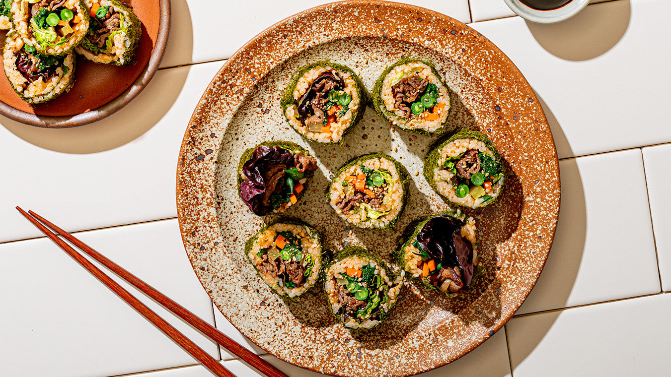 Ginger Beef Kimbap with Chili Rice