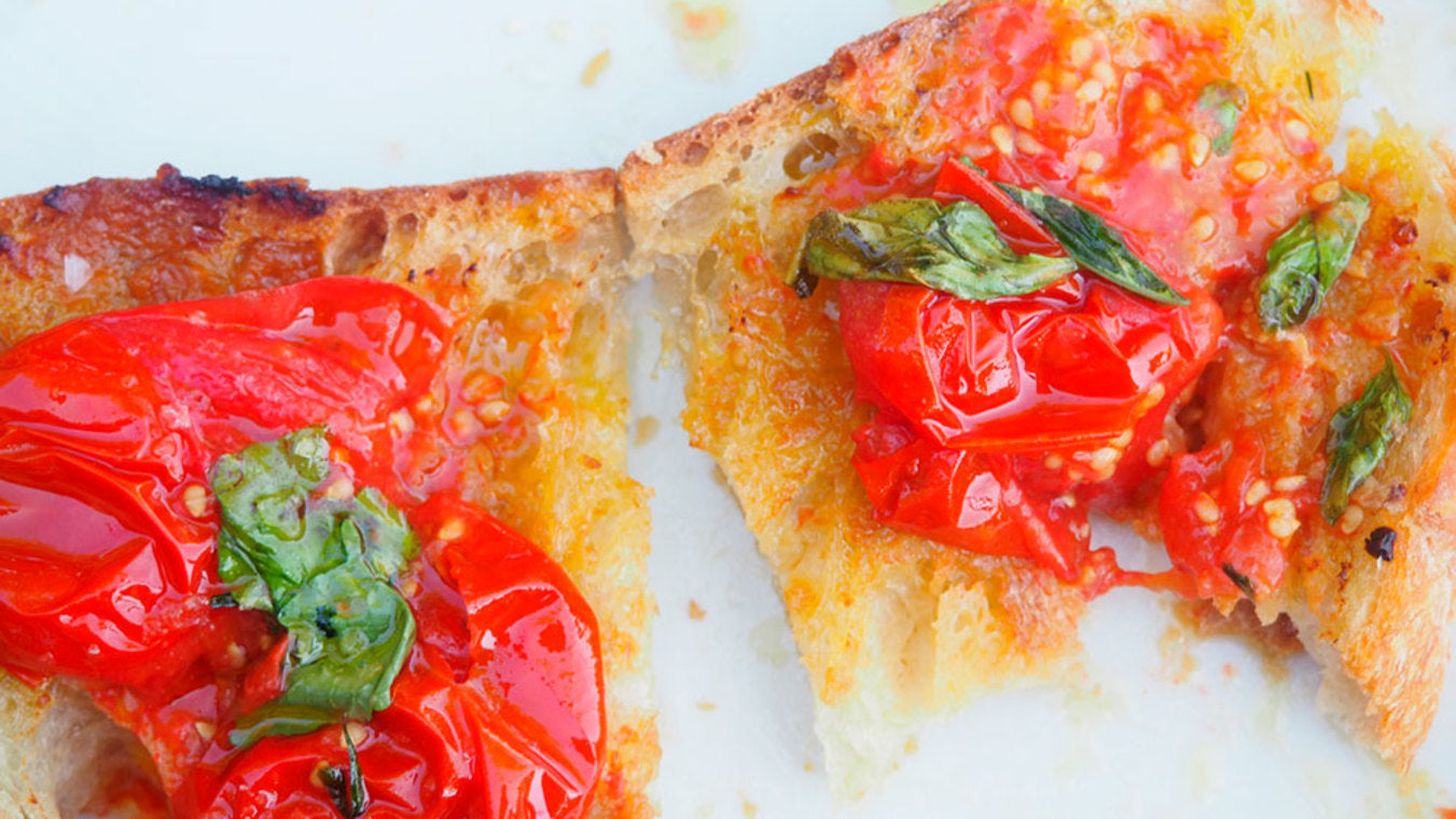 Quick Cherry Tomato Confit on Miso Bread