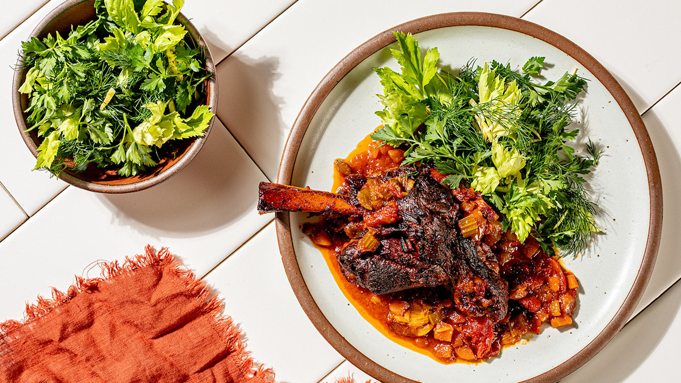 Saffron Lamb Shanks with Dill-Parsley Gremolata